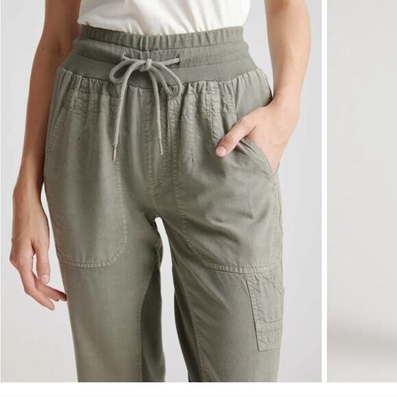 NWT Quince Utility Joggers Pants Women’s Large Green Tencel Travel Fall Autumn - Picture 2 of 11